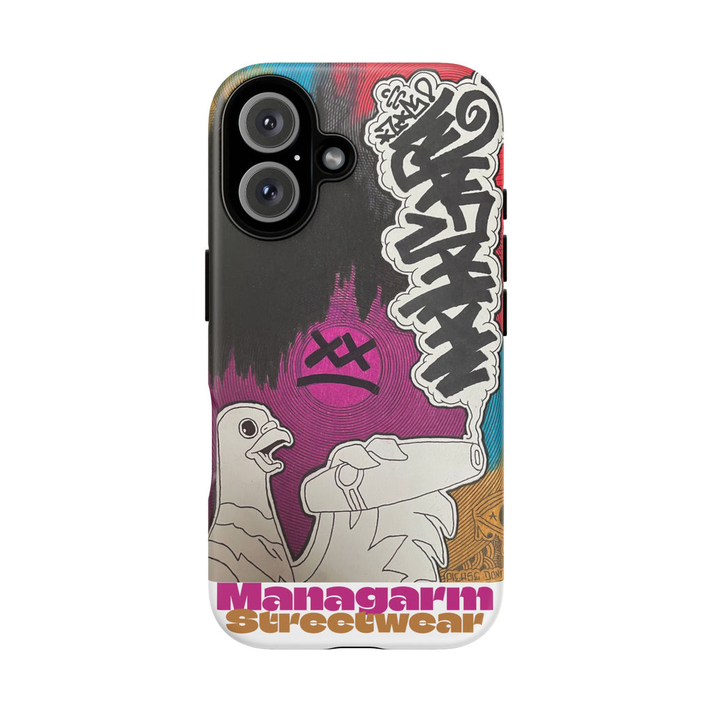 Managarm Hand-Drawn Bird Smoking Cigar Phone Case — Street Art Tough Cases