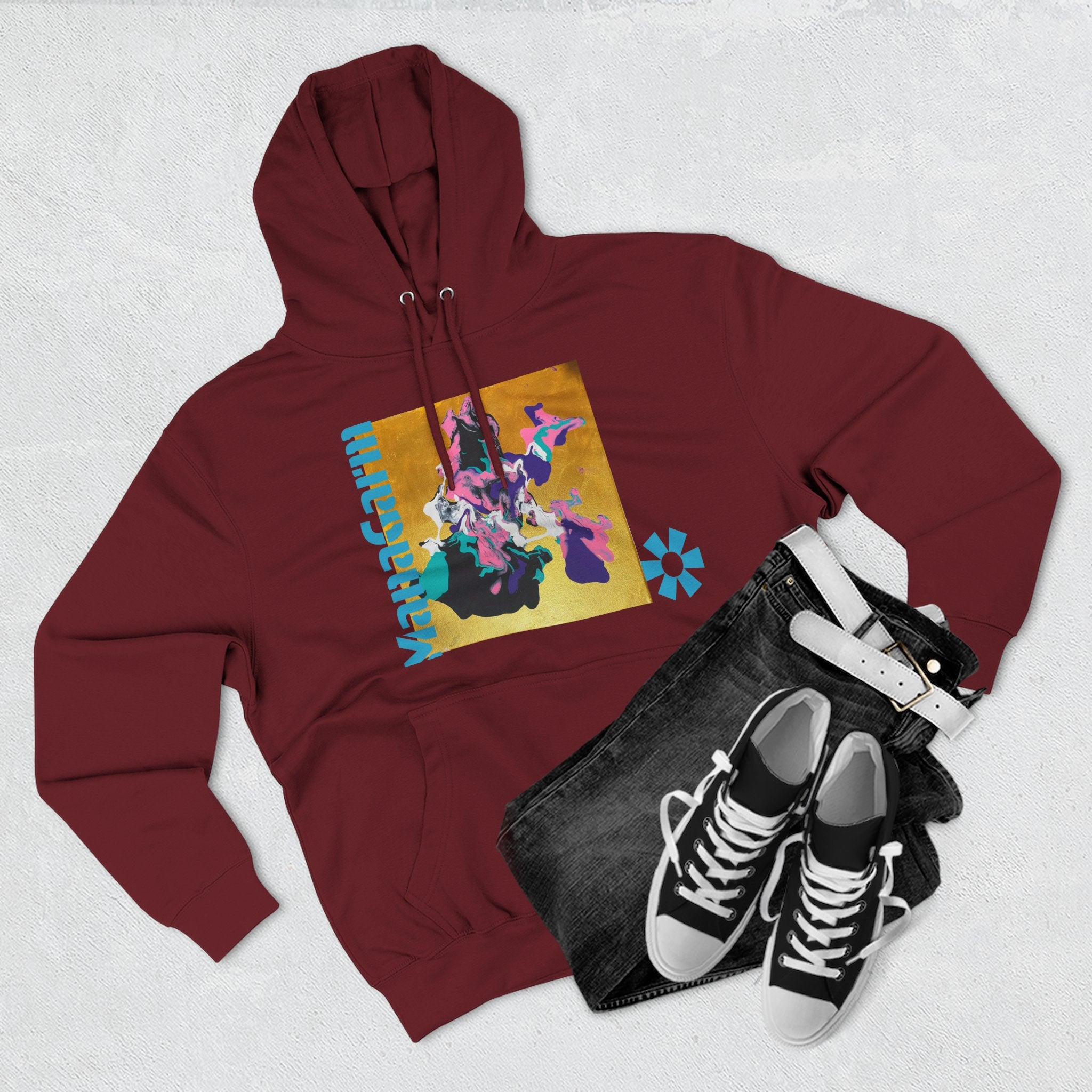 4 The Streets Abstract Hoodie — 'the show' Three-Panel Graphic Fleece