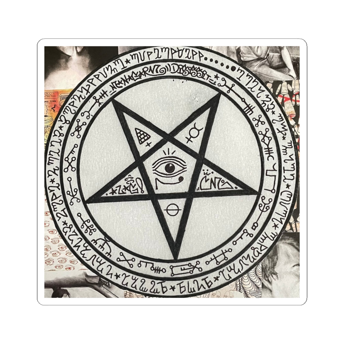 Managarm Pentagram Kiss-Cut Sticker — 90s Skateboard Sigil (Dark Aesthetic)