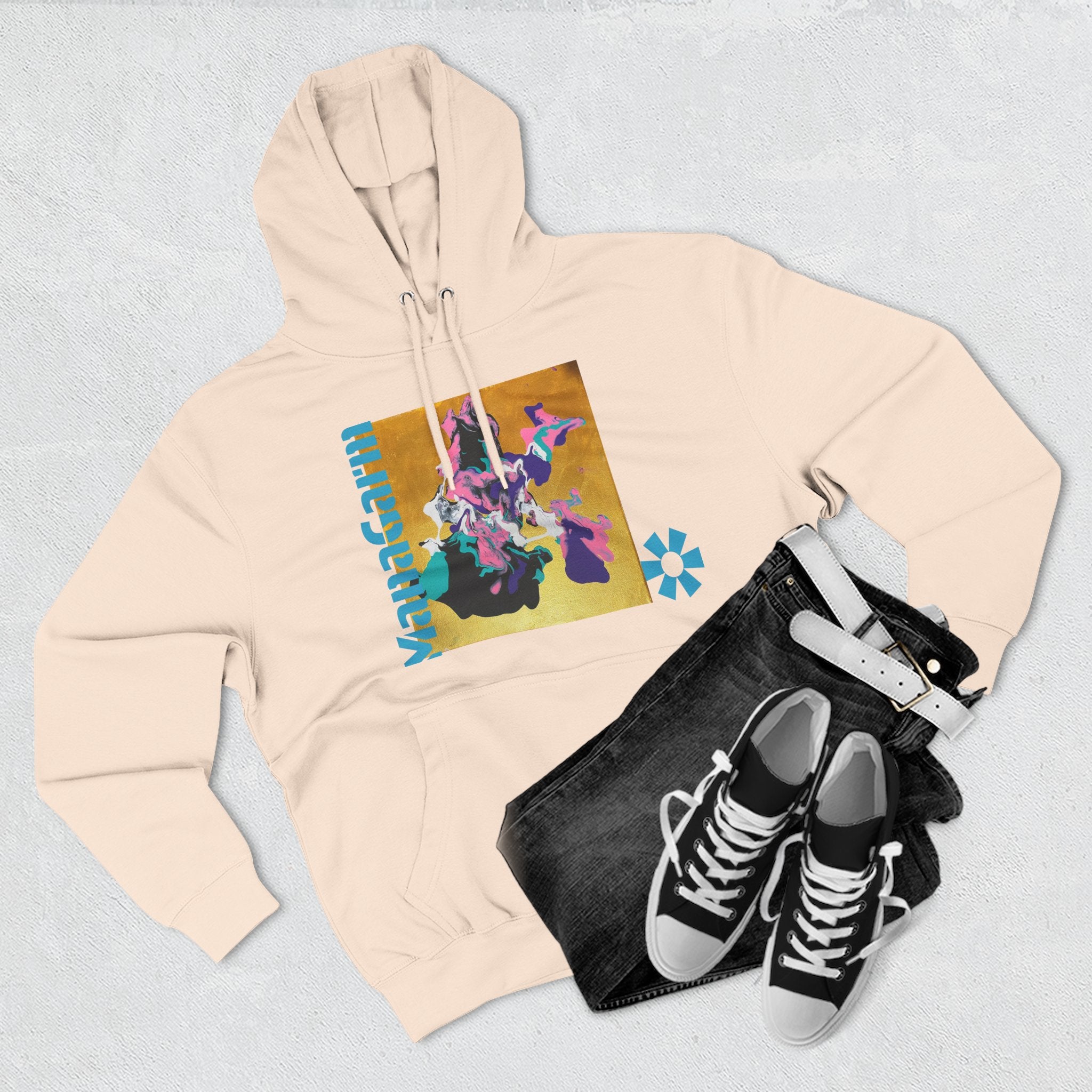 4 The Streets Abstract Hoodie — 'the show' Three-Panel Graphic Fleece