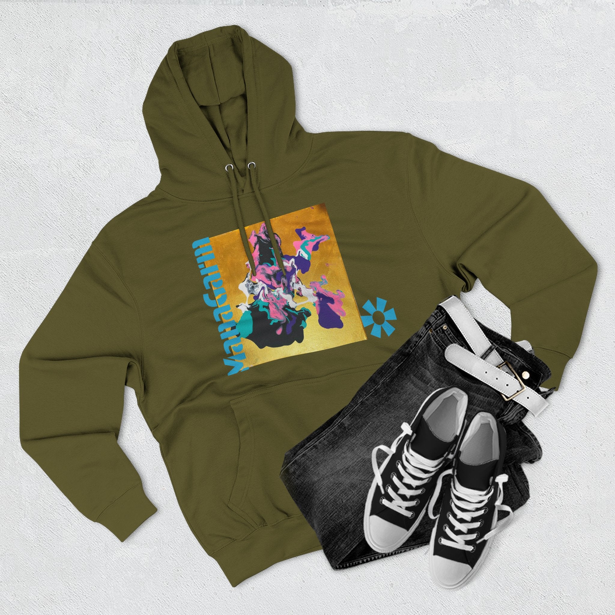 4 The Streets Abstract Hoodie — 'the show' Three-Panel Graphic Fleece